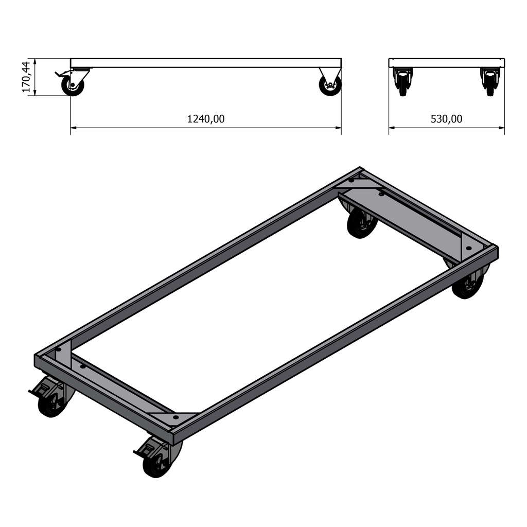 Frame for mobile workbench 124cm double