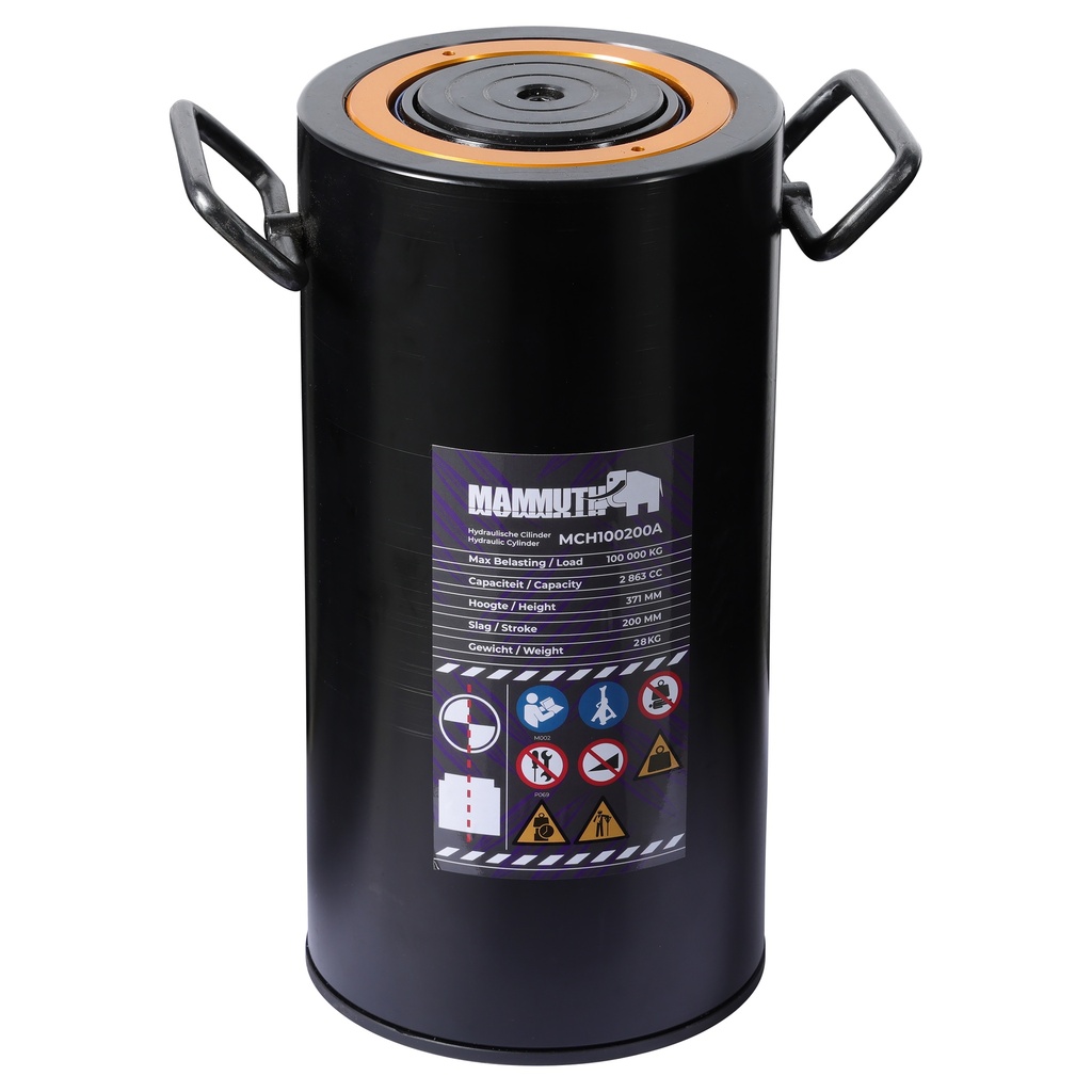 Mammuth aluminium hydraulische cilinder 100 ton slag 200 mm